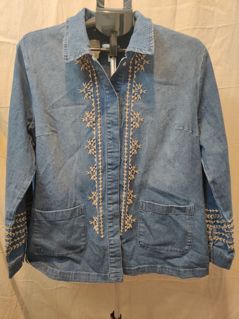 Vintage Canyon Retreat Denim Jacket Women's Size M Pearl Snaps Western